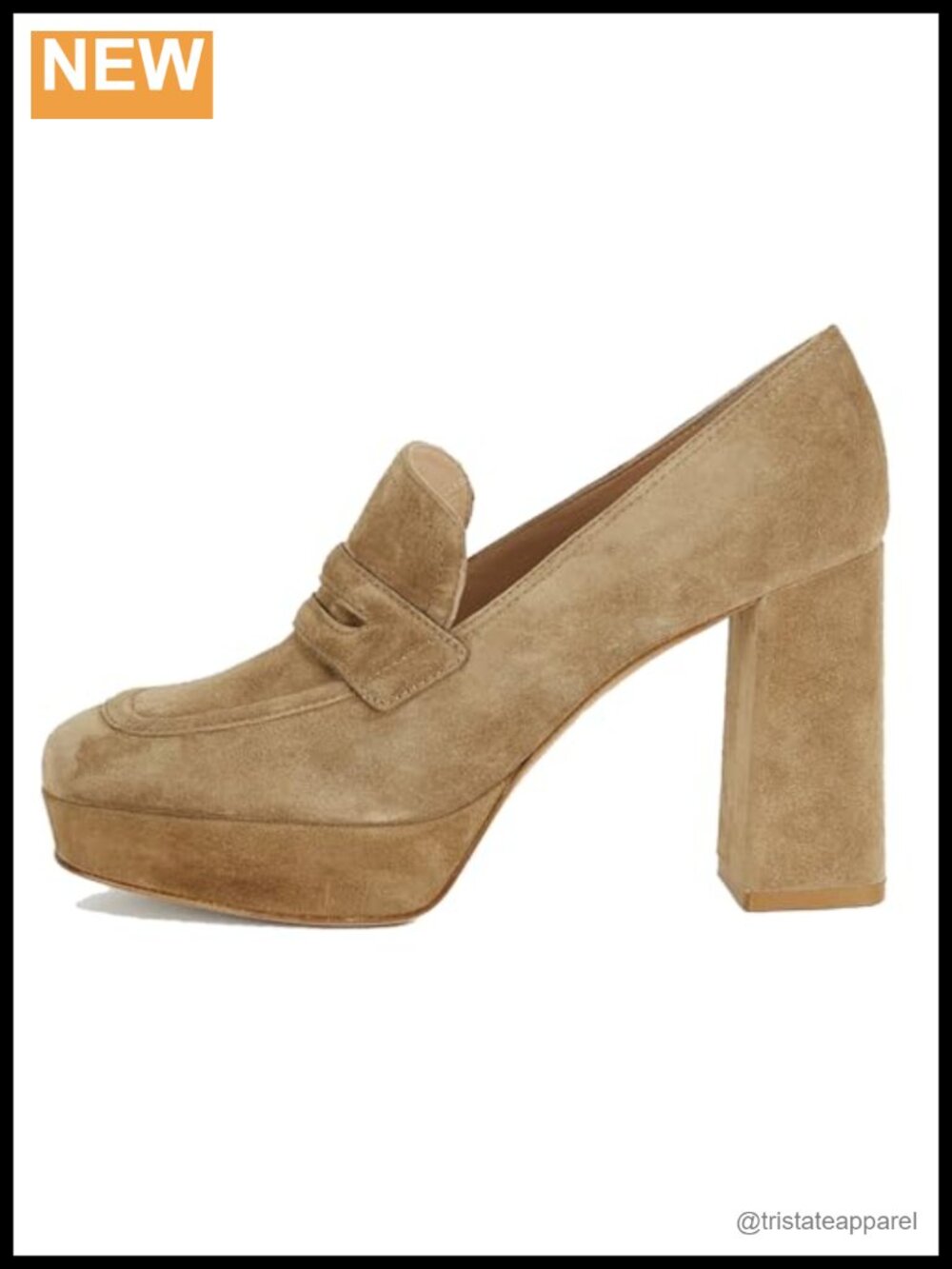 Womens Suede Platform Chunky High Heel Loafers Square Toe Slip On Dress Pumps